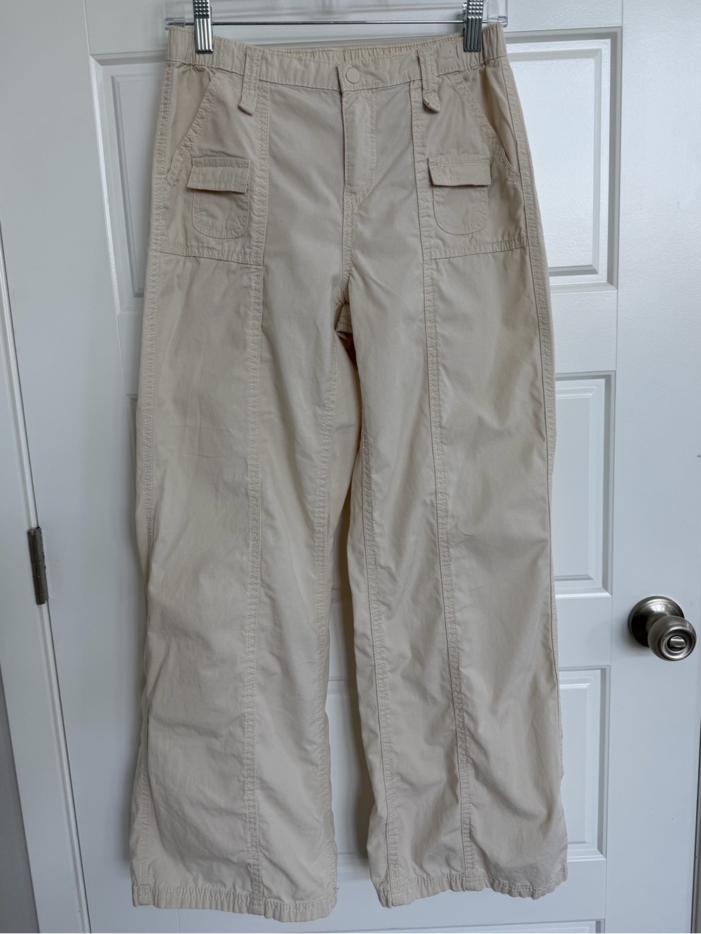 H&M Divided Cream Wide Leg Utility Cargo Pants Relaxed Casual Size 4